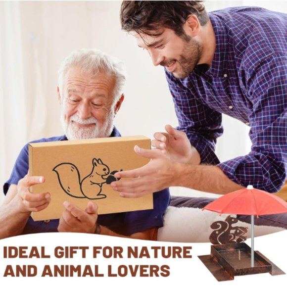 Squirrel & Chipmunk Miniature Metal Picnic Table w/Corn Cob Holder & Umbrella - Picture 8 of 11